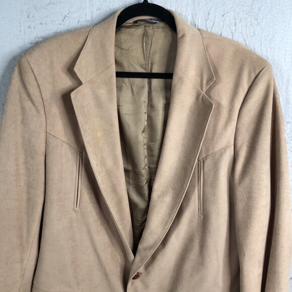 Sheplers Blazer Mens 44L Tan Western Faux Suede Microfiber Sport Coat Jacket - Picture 2 of 16